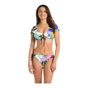 LA BLANCA Sun Catcher Cap Sleeve Top Fold-Over Bottom Floral 2-Pc. Bikini Set 10